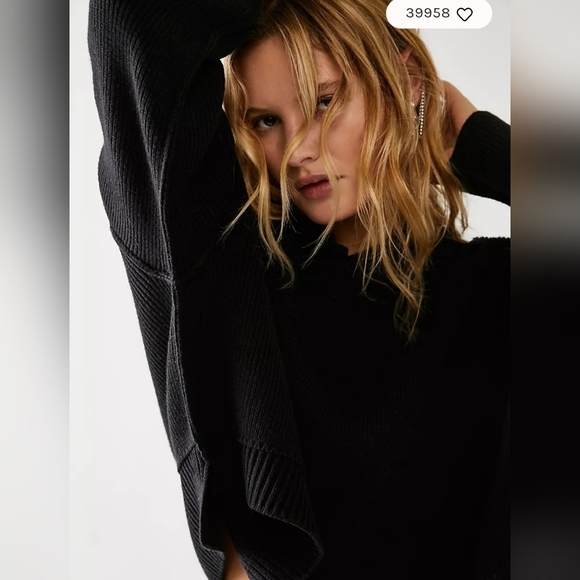 Free People Easy Street Crop Pullover Sweater  Black...Xl - Picture 1 of 7